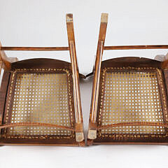 Pair of American Tiger Maple Caned Seat Side Chairs, 19th Century