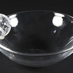 Signed Steuben Clear Bowl with Applied Ball Handle