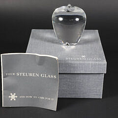 Signed Steuben Clear Crystal Apple Designed by Angus McDougall 1940