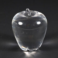 Signed Steuben Clear Crystal Apple Designed by Angus McDougall, 1940