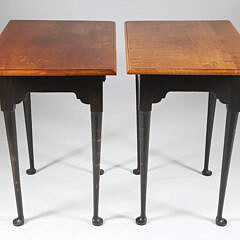 Pair of Eldred Wheeler Tiger Maple One Drawer Tavern Tables