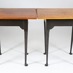 Pair of Eldred Wheeler Tiger Maple One Drawer Tavern Tables