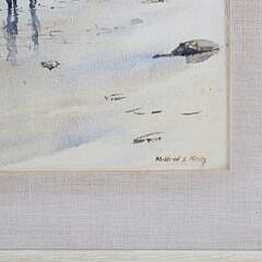Mildred S. Kratz Watercolor on Paper “Fishing at the Shore”