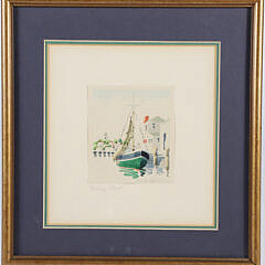 Doris and Richard Beer Watercolor on Paper “Fishing Boat”, circa 1943