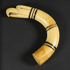 Antique Whale Ivory Carved Eagle Head Cane Handle, 19th Century