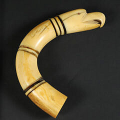 Antique Whale Ivory Carved Eagle Head Cane Handle, 19th Century