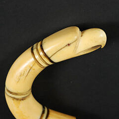 Antique Whale Ivory Carved Eagle Head Cane Handle, 19th Century