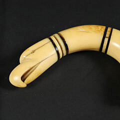Antique Whale Ivory Carved Eagle Head Cane Handle, 19th Century