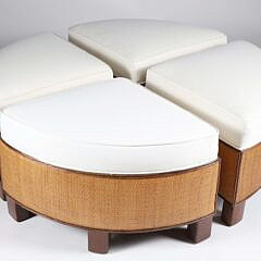 Contemporary Palecek Round Coffee Table and Sectional Ottoman