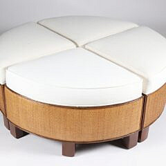 Contemporary Palecek Round Coffee Table and Sectional Ottoman