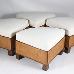 Contemporary Palecek Round Coffee Table and Sectional Ottoman
