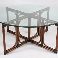 Contemporary Palecek Round Coffee Table and Sectional Ottoman