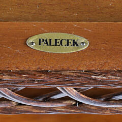 Palecek Rattan Woven Armchair and Matching Side Table