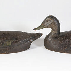 Pair of Frank Schmidt Carved Black Duck Decoys