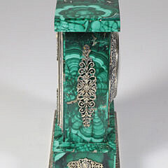 Tiffany & Co. Malachite and Silver Angelus Clock 