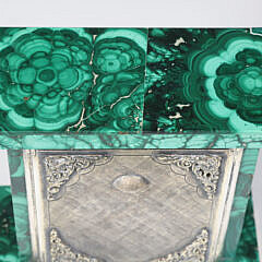 Tiffany & Co. Malachite and Silver Angelus Clock 