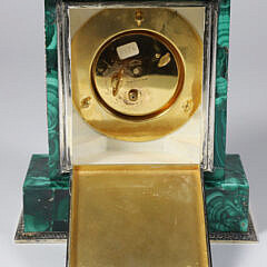 Tiffany & Co. Malachite and Silver Angelus Clock 