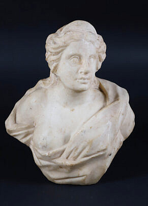 319-2058 Romanesque Marble Sculpture Bust Woman A 9722_4 JPG