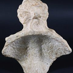Antique Carved Romanesque Marble Bust, “Robed Female with Crown”