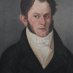 Chinese Export Oil on Canvas “Portrait of a Sea Captain” Attributed to Spoilum, 19th Century
