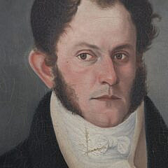 Chinese Export Oil on Canvas “Portrait of a Sea Captain” Attributed to Spoilum, 19th Century