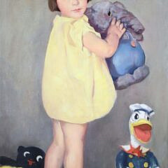 John Lavalle Oil on Canvas “Girl in a Yellow Dress”, circa 1938