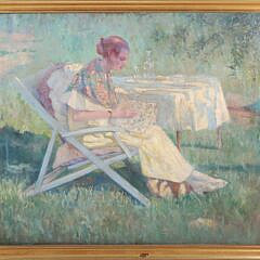 323-2058 Marcel Canet Oil Lady in Garden A 9589_2 JPG