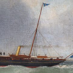 Edward Adam Oil on Canvas “Portrait of an English Steam-Sailer”, circa 1889
