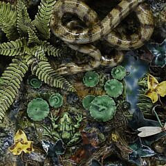 Fine Majolica Palissy Round Basin Attributed to Geoffrey Luff