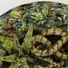 Fine Majolica Palissy Round Basin Attributed to Geoffrey Luff