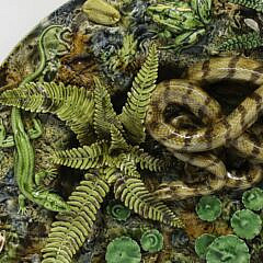 Fine Majolica Palissy Round Basin Attributed to Geoffrey Luff