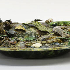 Fine Majolica Palissy Round Basin Attributed to Geoffrey Luff