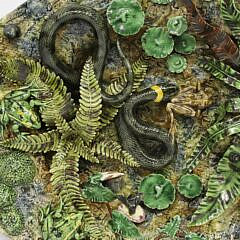 Fine Majolica Palissy Oval Basin Attributed to Geoffrey Luff