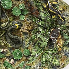 Fine Majolica Palissy Oval Basin Attributed to Geoffrey Luff