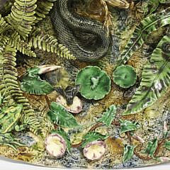 Fine Majolica Palissy Oval Basin Attributed to Geoffrey Luff
