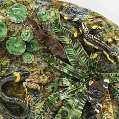 Fine Majolica Palissy Oval Basin Attributed to Geoffrey Luff
