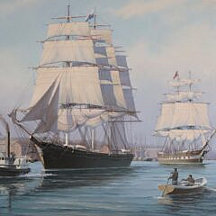 J. Franklin Wright Oil on Canvas “Portrait of the Clipper Ship Flying Fish”