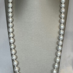 Fine 12.0mm – 15.8mm White Baroque South Sea Pearl Opera Length Necklace, 14k Gold Clasp