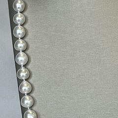 Fine 12.0mm – 15.8mm White Baroque South Sea Pearl Opera Length Necklace, 14k Gold Clasp
