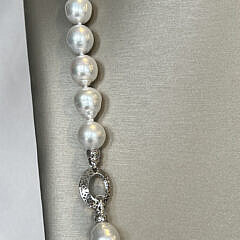 Fine 12.0mm – 15.8mm White Baroque South Sea Pearl Opera Length Necklace, 14k Gold Clasp