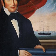 “Portrait of a Young Nantucket Whaling Captain” Oil on Panel