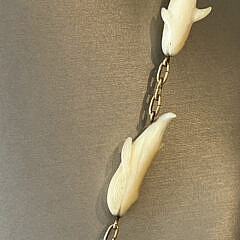 Scarce Charlie Sayle Carved Nine Whale Species Necklace Joined by Gold Links