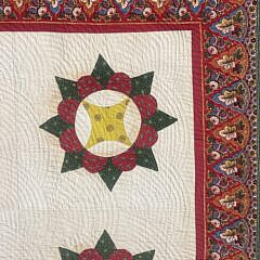 Very Fine Calico Pinwheel Patchwork Quilt Made by Jacqueline H. Isaacs, 19th Century