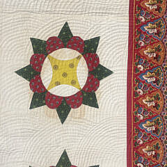 Very Fine Calico Pinwheel Patchwork Quilt Made by Jacqueline H. Isaacs, 19th Century