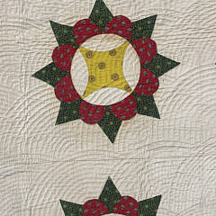 Very Fine Calico Pinwheel Patchwork Quilt Made by Jacqueline H. Isaacs, 19th Century