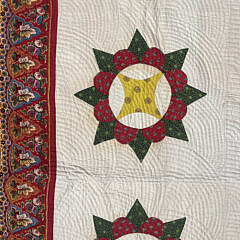 Very Fine Calico Pinwheel Patchwork Quilt Made by Jacqueline H. Isaacs, 19th Century