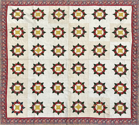 40477 19th C. Calico Pin Wheel Patch Work Quilt A IMG_9260