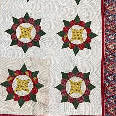 Very Fine Antique Calico Pinwheel Patchwork Quilt, 19th Century, Made by Jacqueline H. Isaacs