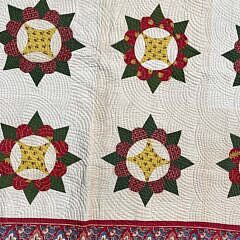 Very Fine Antique Calico Pinwheel Patchwork Quilt, 19th Century, Made by Jacqueline H. Isaacs