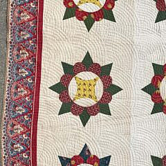 Very Fine Antique Calico Pinwheel Patchwork Quilt, 19th Century, Made by Jacqueline H. Isaacs